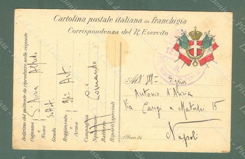 Prima guerra. Posta militare. UFF. INTENDENZA 3 ARMATA-POSTA MILITARE. 12 dicembre 1915.