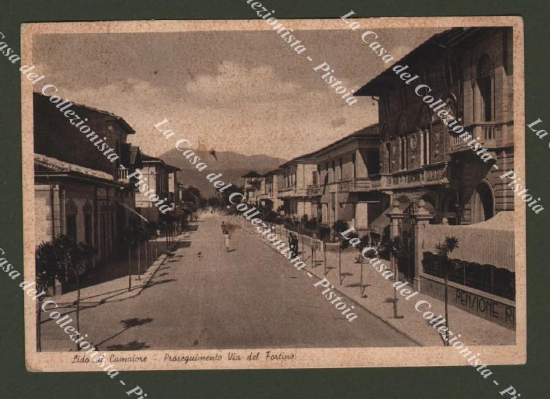 LIDO DI CAMAIORE, Lucca. Via del Fortino. Cartolina d'epoca viaggiata nel 1945