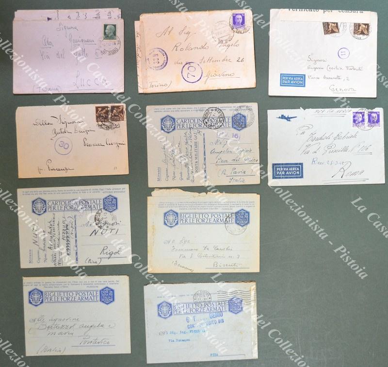 II GUERRA. POSTA MILITARE. 10 tra cartoline in franchigia (2), biglietti postali in franchigia (3), buste (5)