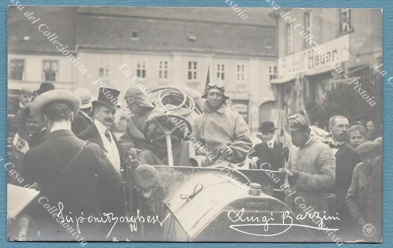 AUTOMOBILISMO. RAID PECHINO - PARIGI. Primo piano di Luigi Barzini e Scipione Borghese.