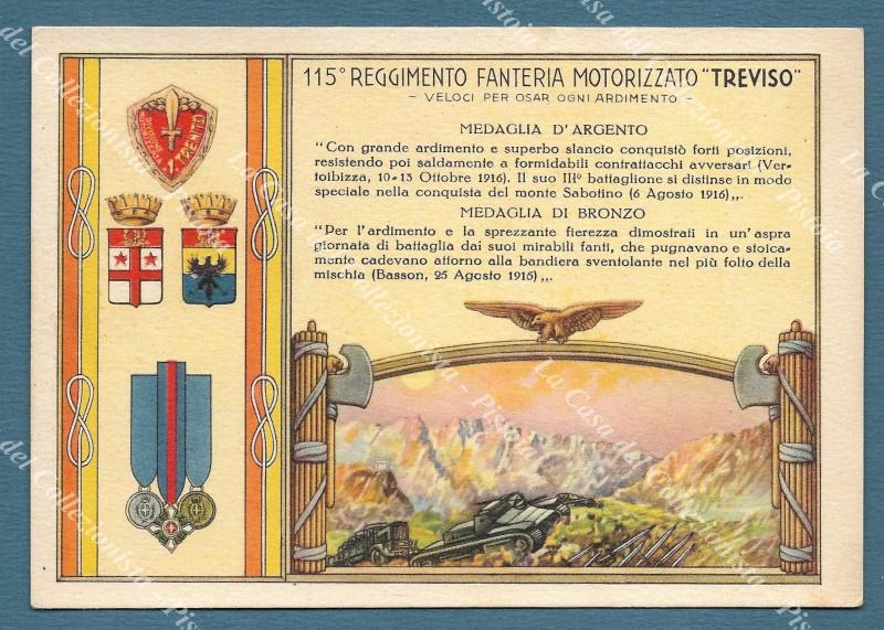 115 REGGIMENTO FANTERIA TREVISO. Cartolina d'epoca