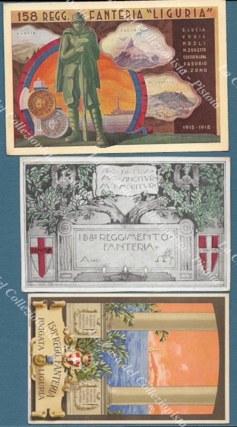158° REGGIMENTO FANTERIA. 3 cartoline d'epoca, circa 1918