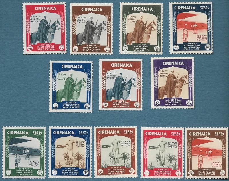 CIRENAICA. 1934. Mostra Arte Coloniale. P. Ordinaria + P. Aerea serie 22, completa.