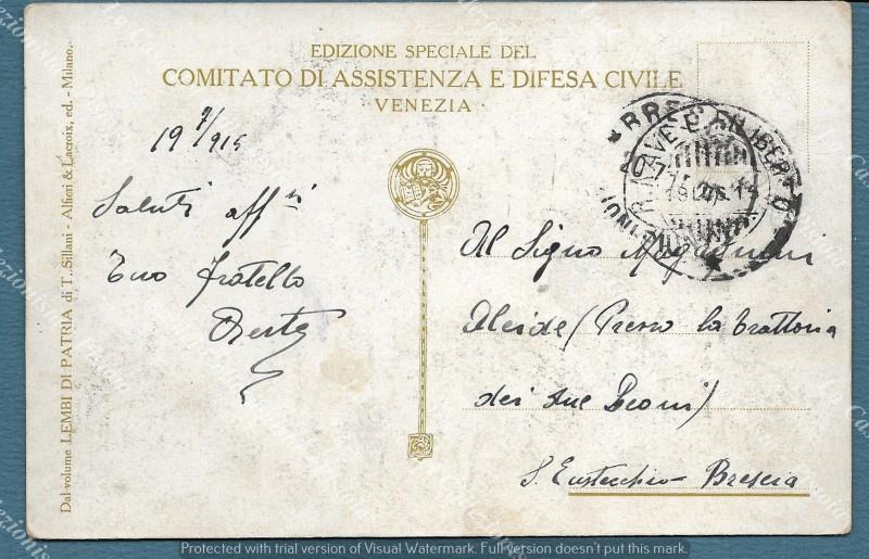 REGIA NAVE FILIBERTO DI SAVOIA. Cartolina per Brescia del 1915