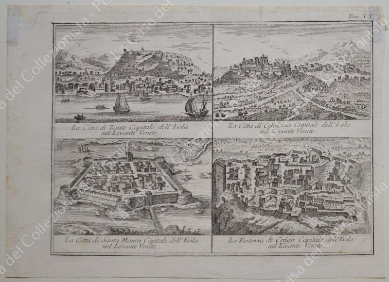 LEVANTE VENETO. Acquaforte. 4 vedute unica tavola... Salmon, ediz. di Venezia, 1753