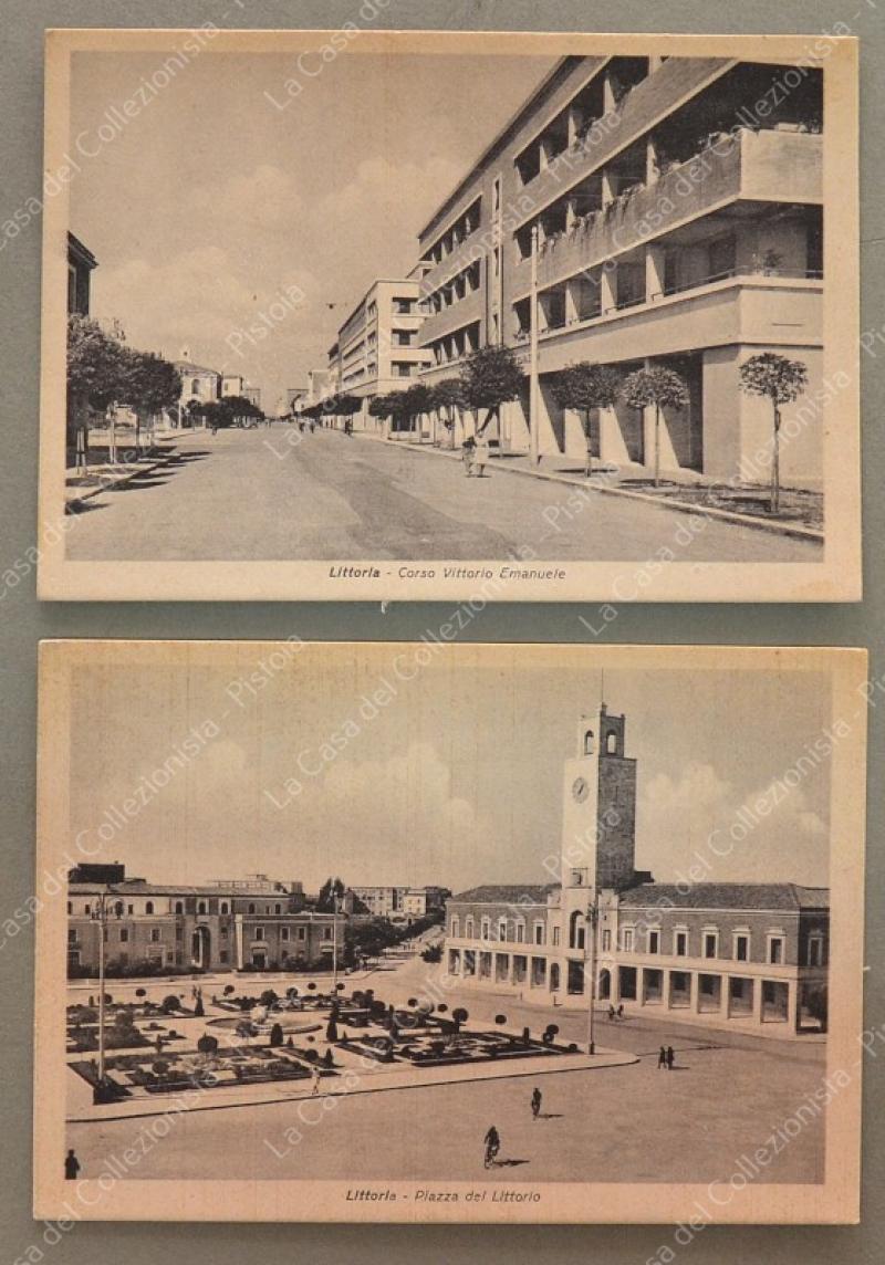 LITTORIA, Latina. 2 cartolina d'epoca, anni 1930