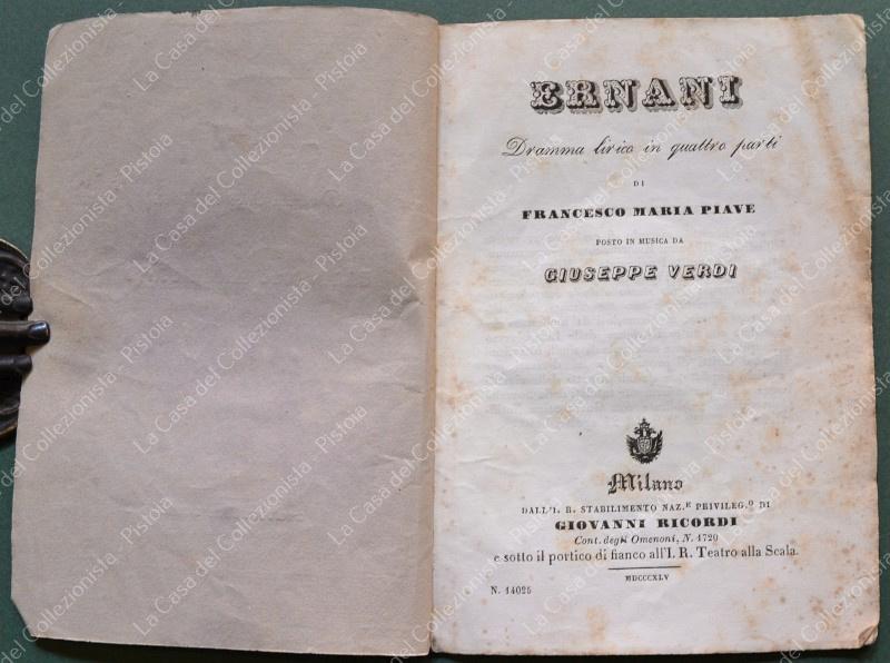 (Teatro) ERNANI. Dramma lirico... Giuseppe Verdi. Milano, 1845