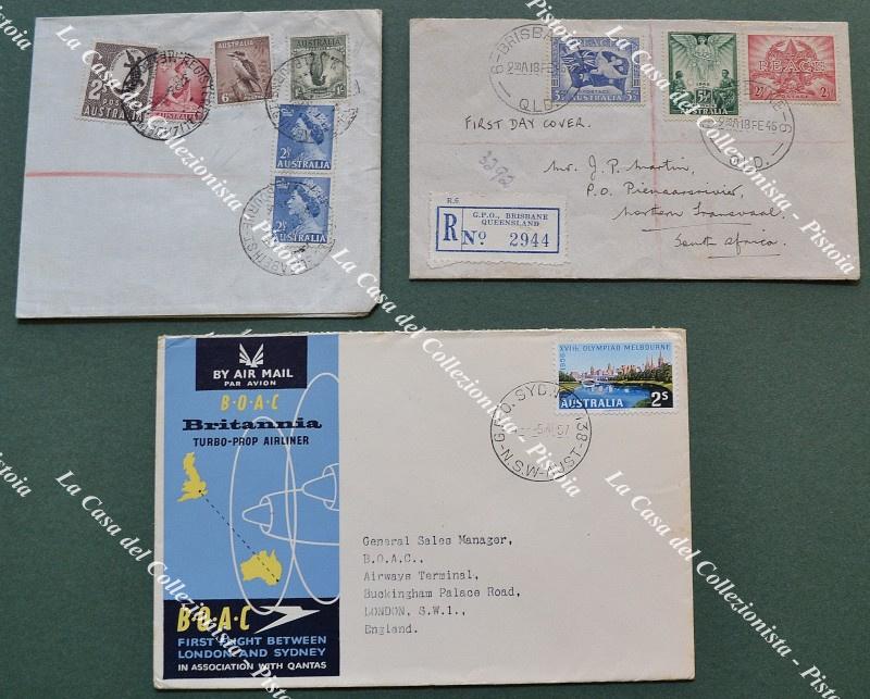 AUSTRALIA. 2 lettere raccomandate e 1 First Flight London - Sydney