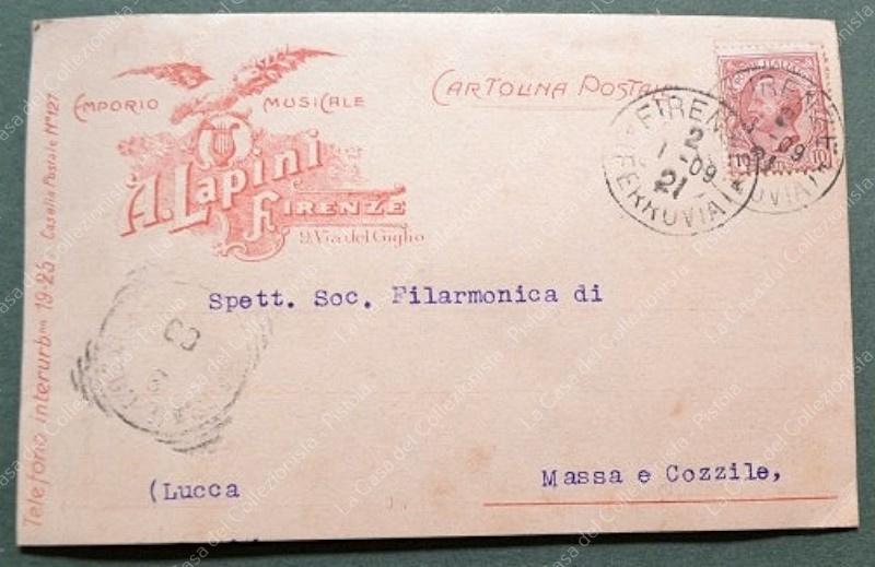 EMPORIO MUSICALE LAPINI FIRENZE. Cartolina d'epoca viaggiata