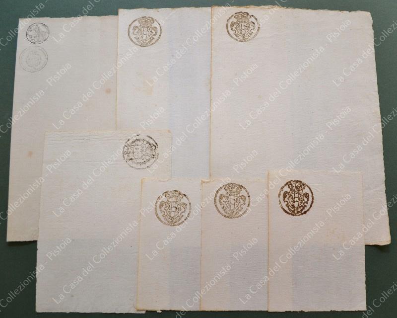 CARTA BOLLATA NUOVA periodo preunitario (fine 1700 - inizio 1800). 7 fogli