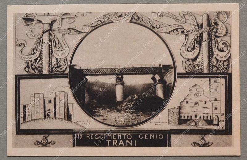 IX° REGGIMENTO GENIO TRANI. Cartolina d'epoca anni 1930