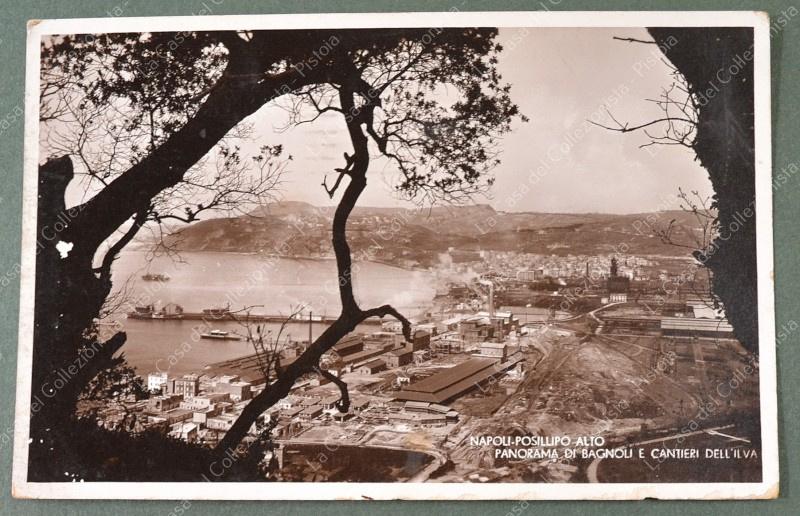 BAGNOLI, Napoli. Panorama e cantieri Ilva. Cartolina d'epoca viaggiata nel 1934