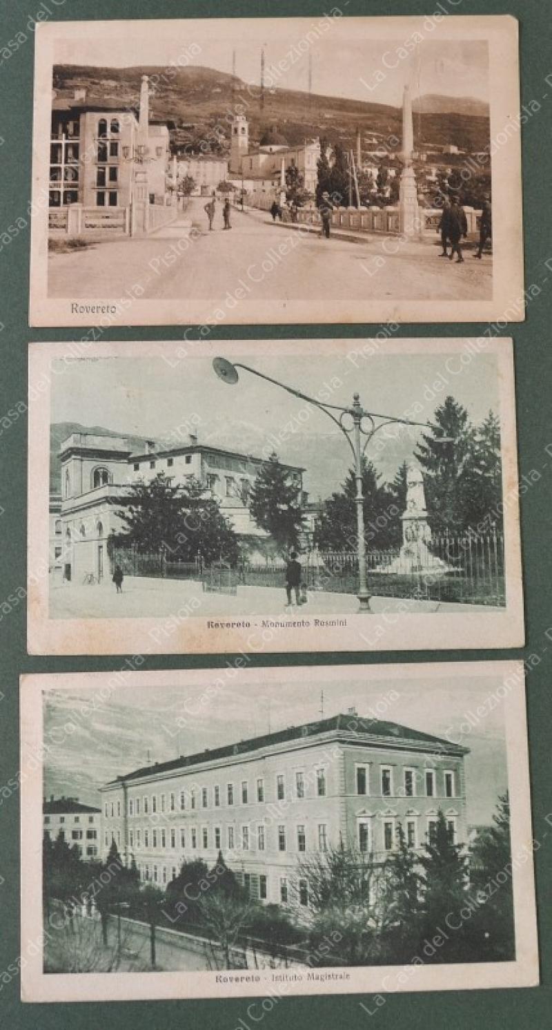ROVERETO, Trento. 3 cartoline d'epoca viaggiate 1916 - 1922