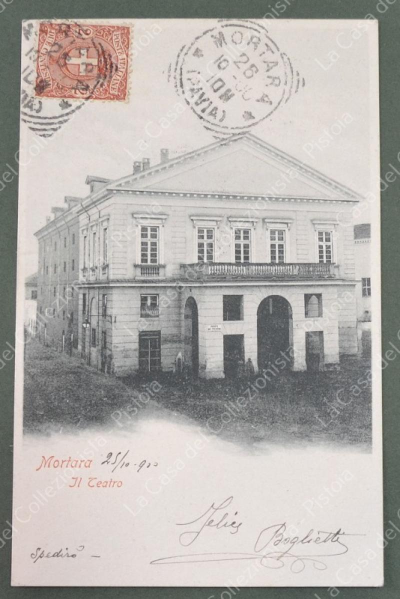 MORTARA, Pavia. Teatro. Cartolina d'epoca viaggiata
