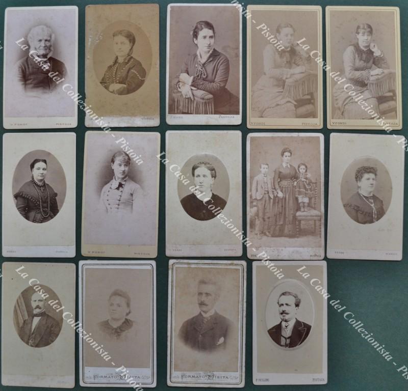 FOTOGRAFI A PISTOIA. 14 fotografie formato "visita" (cm 6x10 circa) di fotografi pistoiesi. Periodo 1870