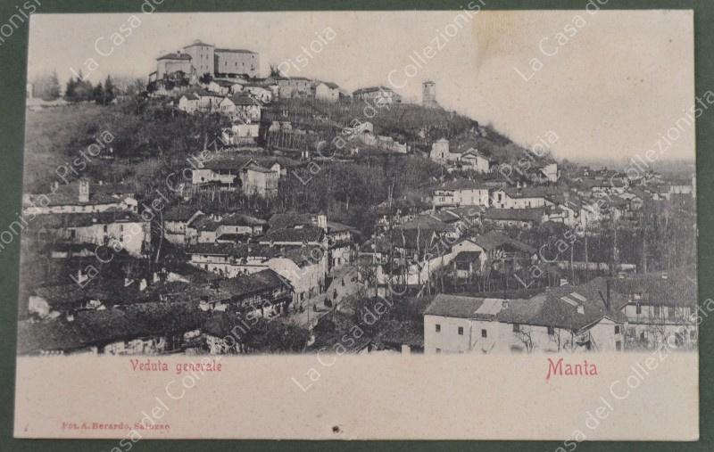 MANTA, Cuneo. Veduta. Cartolina d'epoca viaggiata