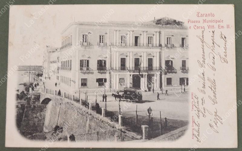 TARANTO. Piazza Municipale. Cartolina d'epoca viaggiata
