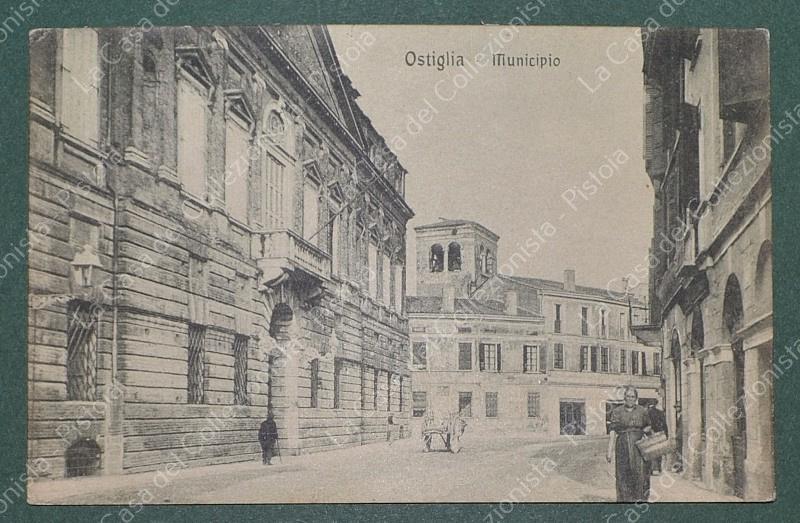 OSTIGLIA, Mantova. Municipio. Cartolina d'epoca viaggiata