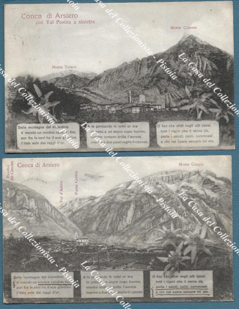 CONCA DI ARSIERO, Vicenza. 2 cartoline viaggiate nel 1917.