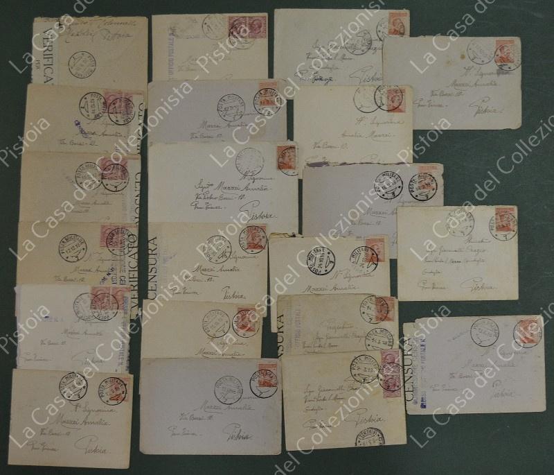 PRIMA GUERRA. POSTA  MILITARE 7 - BOLLI E FASCETTE DI CENSURA. 22 lettere...