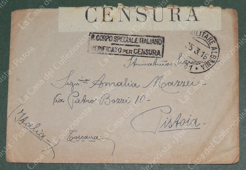 PRIMA GUERRA. ALBANIA. POSTA MILITARE ALBANIA N.1... + bollo in cartellla di censura