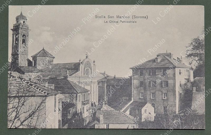 STELLA S.MARTINO, Savona. Chiesa parrocchiale. Cartolina d'epoca viaggiata
