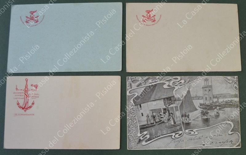 PONTIERI LAGUNARI. 4 cartoline d'epoca reggimentali