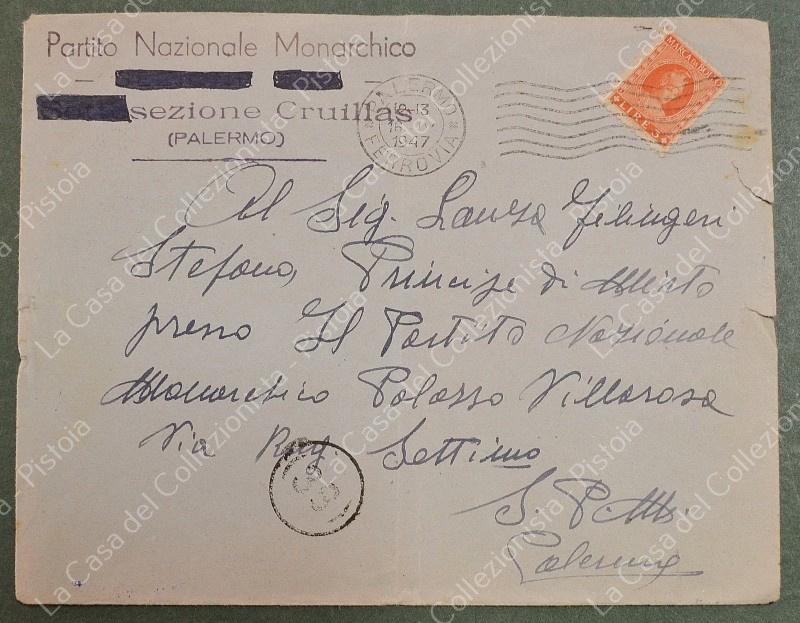 Storia postale Repubblica. AFFRANCATURA D'EMERGENZA. Marca da bollo da lire 3