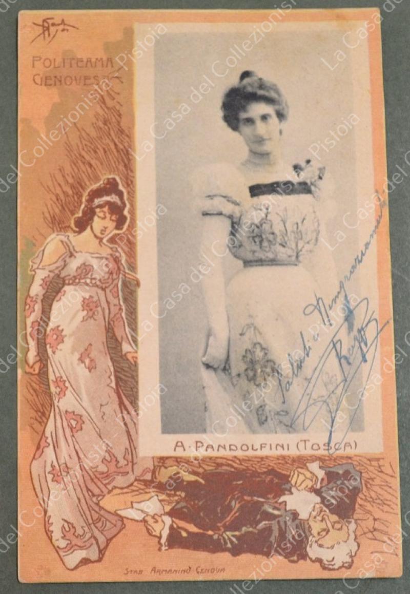TOSCA di GIACOMO PUCCINI. Politeama Genovese. Cartolina d'epoca viaggiata