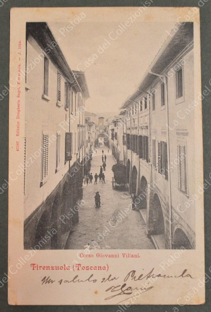 FIRENZUOLA. Corso Villani. Cartolina d'epoca, viaggiata nel 1901