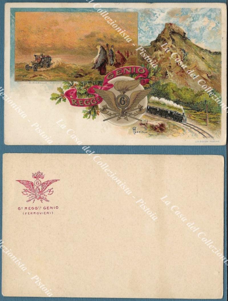 6° REGGIMENTO GENIO FERROVIERI. Due cartoline formato piccolo (cm 14x9). Una viaggiata nel 1915.