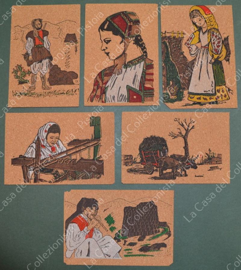 SARDEGNA. Costumi. Sei cartoline in sughero, anni 1970/80
