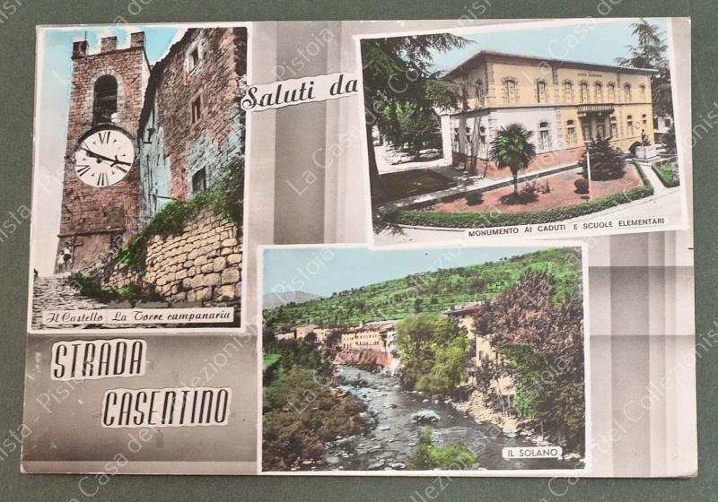 STRADA CASENTINO, Arezzo. Saluti da. Cartolina d'epoca viaggiata