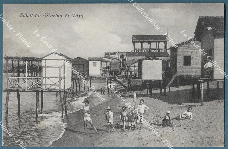 MARINA DI PISA, Pisa. Saluti da. Cartolina viaggiata nel 1926. Francobollo asportato.