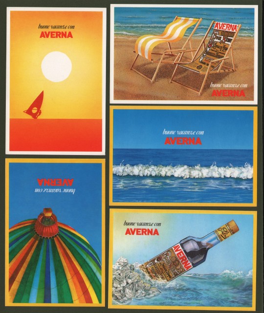 AMARO AVERNA. 5 cartoline non viaggiate a colori