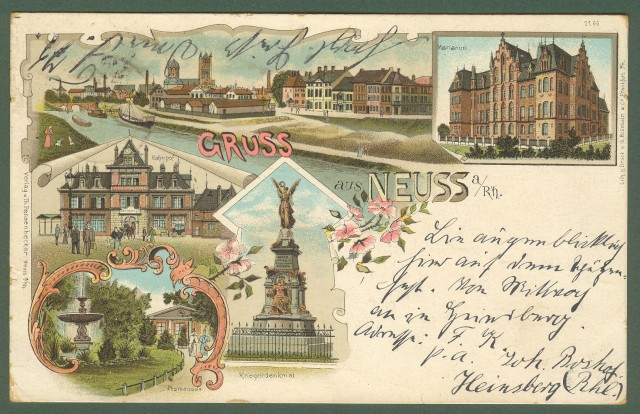 GERMANIA. Gruss aus Neus. Cartolina d'epoca viaggiata nel 1897