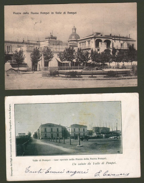 Campania. VALLE DI POMPEI, Napoli. 2 cartoline d'epoca viaggiate nel 1904 e 1913.