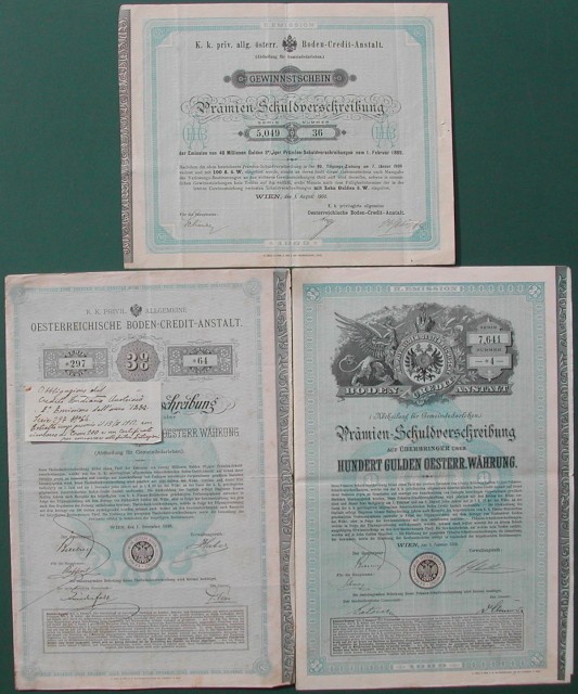OBBLIGAZIONI del Credito Fondiario Austriaco.