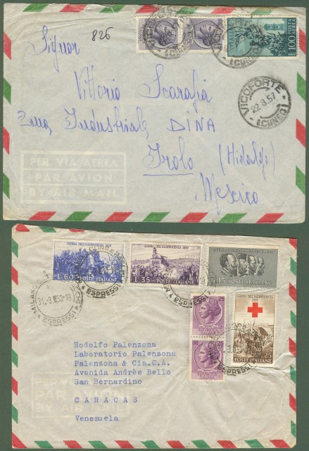 Repubblica. Due Aerogrammi.