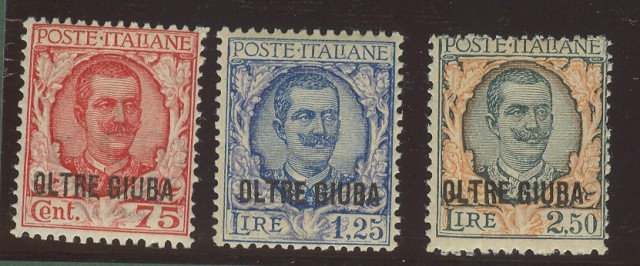 Colonie. OLTRE GIUBA. Francobolli d'Italia del 1926 sovrastampati.