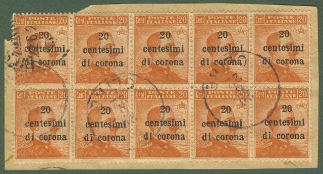TRENTO e TRIESTE. Frammento con blocco di dieci...