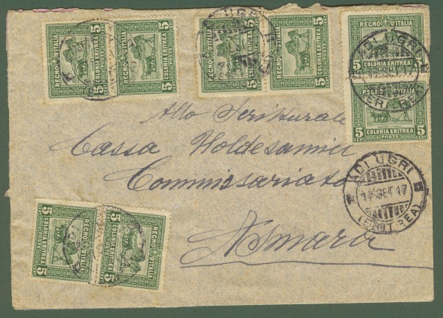 Colonie. ERITREA. Lettera del 17 settembre 1917 da Adi Ugri per Asmara.