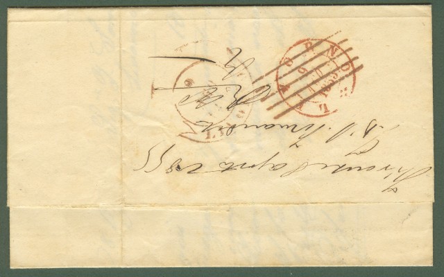Prefilatelia. TOSCANA. Lettera da Firenze a Livorno del 6.8.1855.
