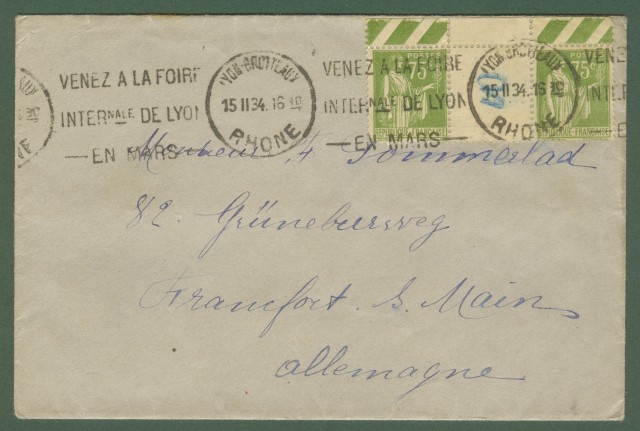 FRANCIA. Lettera del 15.2.1934 per la Germania