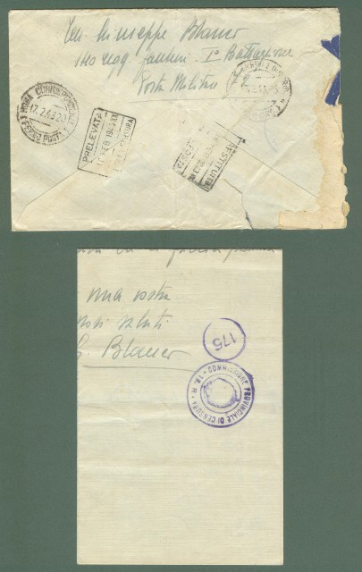 Storia postale Regno. SECONDA GUERRA. POSTA MILITARE N. 72 su lettera del 13.02.1943.