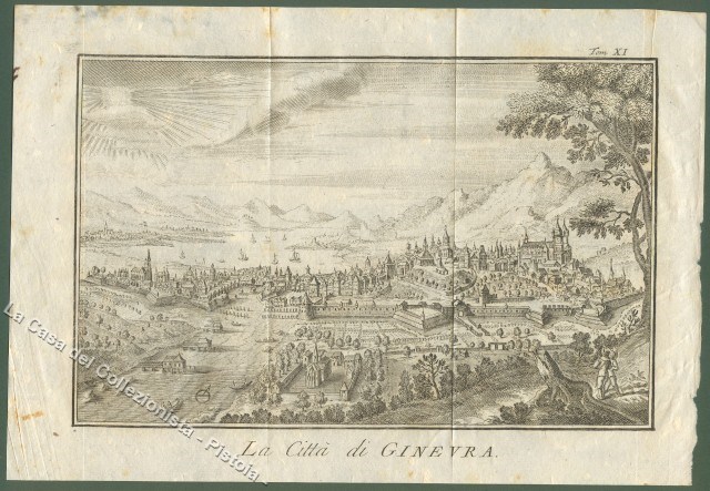 SVIZZERA - GINEVRA. "La Città  di Ginevra". Bella veduta generale. Salmon, Venezia. 1750