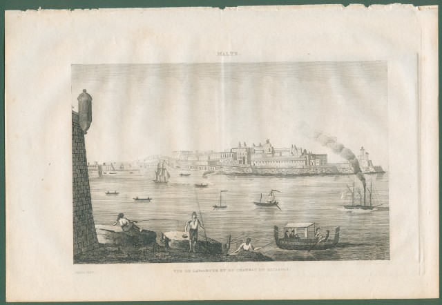 MALTA. Veduta di La Valletta. Da Italie Pittoresque anno 1836