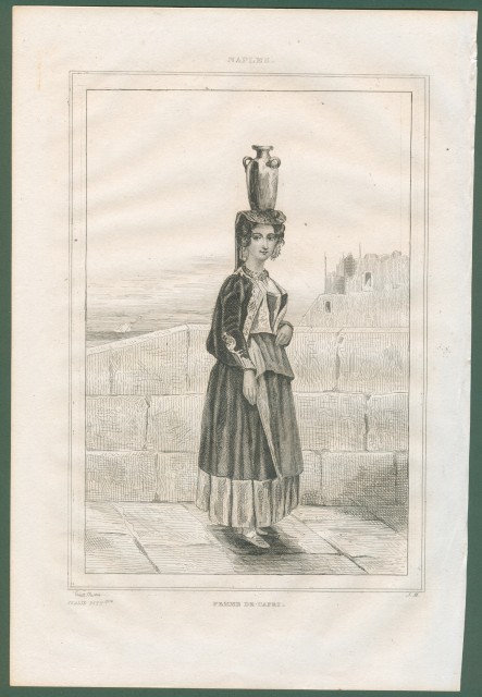 CAMPANIA, Capri, Femme de Capri.  Da Italie Pittoresque anno 1836