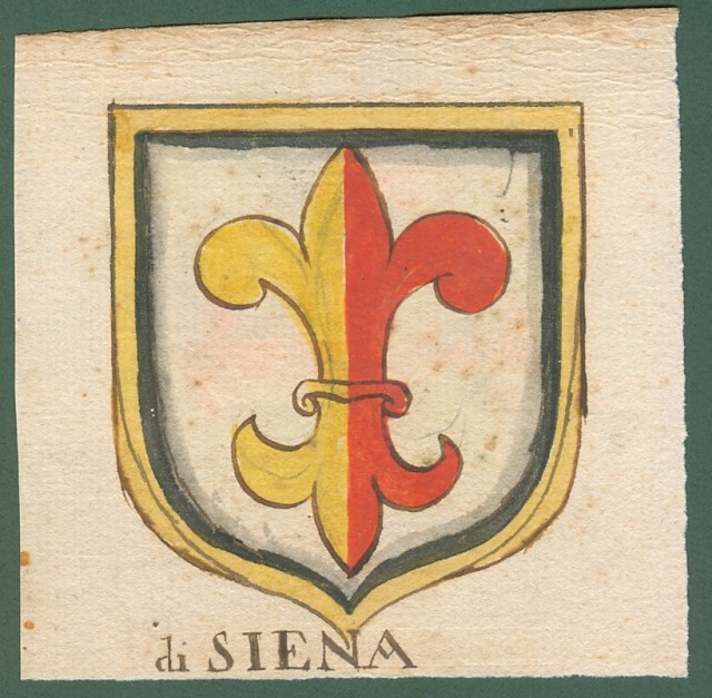 ARALDICA. DI SIENA-STAGNETTARI. Toscana '600. Stemmi di famiglie nobili toscane realizzati a china e tempera, databili alla seconda metà  del 1600