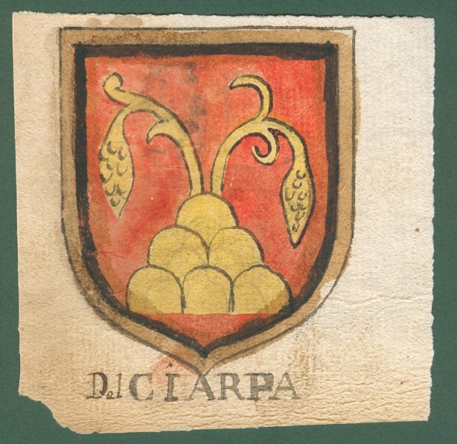 ARALDICA. DEL CIARPA-CHELINI. Toscana '600. Stemmi di famiglie nobili toscane realizzati a china e tempera, databili alla seconda metà  del 1600